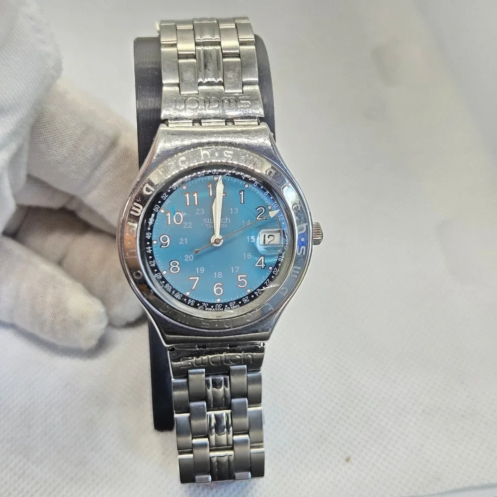 Swatch Irony AG 1993 Happy Joe Blue Dial Stainless Steel Swiss Wristwatch Servic